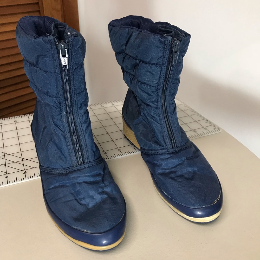 PopCorn Blue Zip-up Boots with Rubber Soles